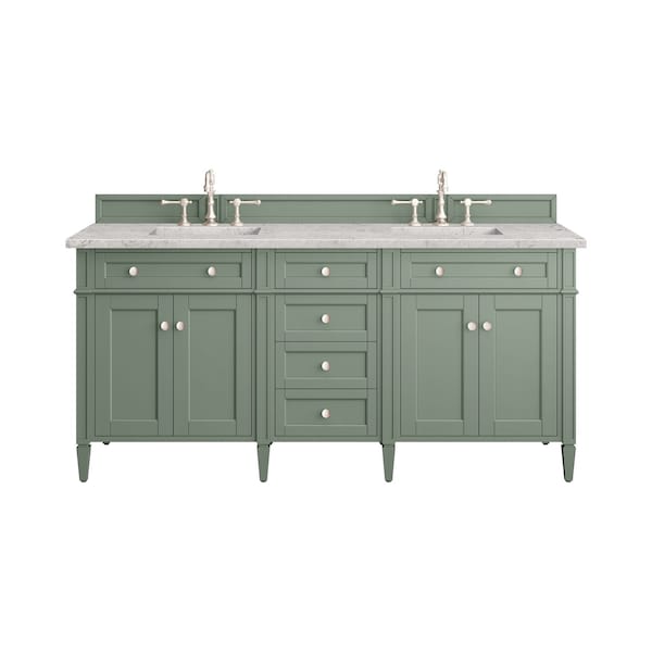 James Martin Vanities Brittany 72in Double Vanity, Smokey Celadon w/ 3 CM Eternal Jasmine Pearl Top 650-V72-SC-3EJP - main